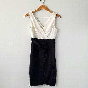 Trina Turk Womens Black and White V Neck Sleeveless Mini Dress Size 8